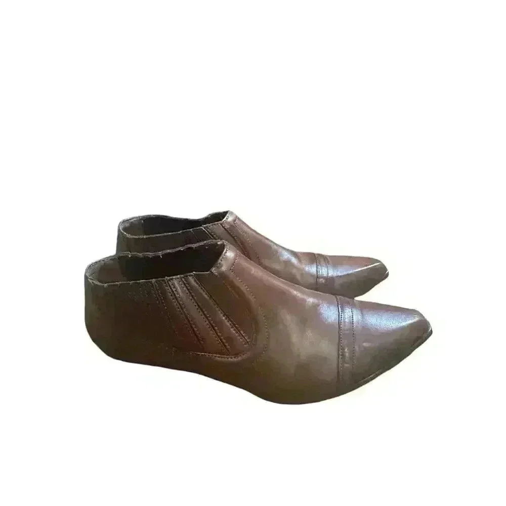 Vintage Circle S Wonens Brown Ankle Slip on Bootie Boots. Size 8M. 100% Leather